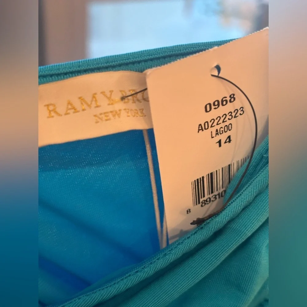 🩵 NWT Ramy Brook lagoon blue Samba halter keyhole dress size 14/XL $465 - Picture 6 of 13